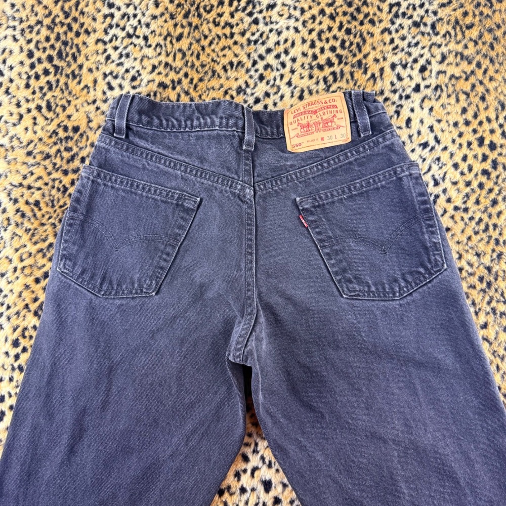 Vintage 90s Levis 550 Relaxed Fit Black Jeans 30x30 Made in USA Tapered Leg
